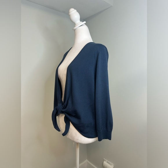 PERUVIAN CONNECTION Blue Pima Cotton Blend  Open Front Cardigan Sweater Size XL - Picture 4 of 14